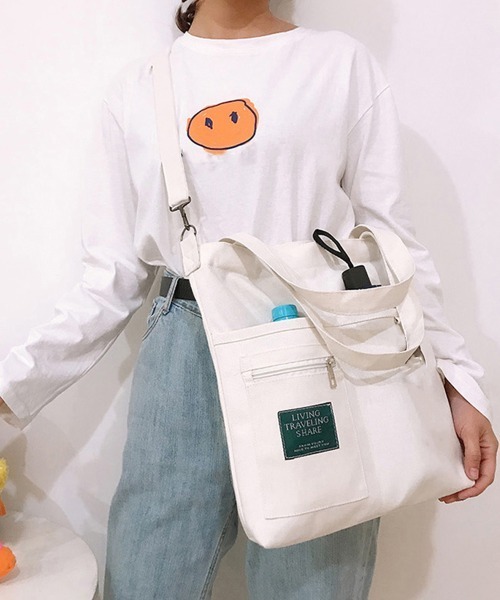 Miniministore(ミニミニストア)の「キャンバス トートバッグ 2way 軽量(トートバッグ・レディース・ブラック/イエロー/ホワイト・FREE)」の5枚目の写真