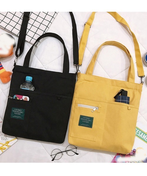 Miniministore(ミニミニストア)の「キャンバス トートバッグ 2way 軽量(トートバッグ・レディース・ブラック/イエロー/ホワイト・FREE)」の10枚目の写真