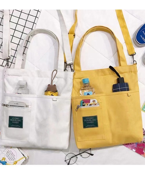 Miniministore(ミニミニストア)の「キャンバス トートバッグ 2way 軽量(トートバッグ・レディース・ブラック/イエロー/ホワイト・FREE)」の12枚目の写真