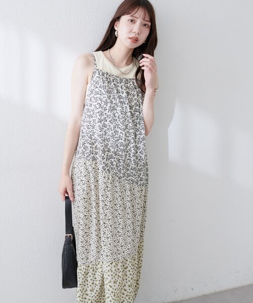 natural couture（ナチュラルクチュール）の「【WEB限定】プレイフルパッチワークティアードキャミワンピース（ワンピース・レディース・ブラック系その他/ホワイト系その他/ブルー系その他・FREE）」の6枚目の写真