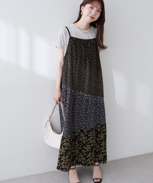 natural couture（ナチュラルクチュール）の「【WEB限定】プレイフルパッチワークティアードキャミワンピース（ワンピース・レディース・ブラック系その他/ホワイト系その他/ブルー系その他・FREE）」の10枚目の写真