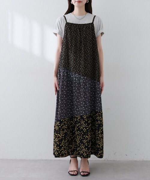 natural couture（ナチュラルクチュール）の「【WEB限定】プレイフルパッチワークティアードキャミワンピース（ワンピース・レディース・ブラック系その他/ホワイト系その他/ブルー系その他・FREE）」の20枚目の写真