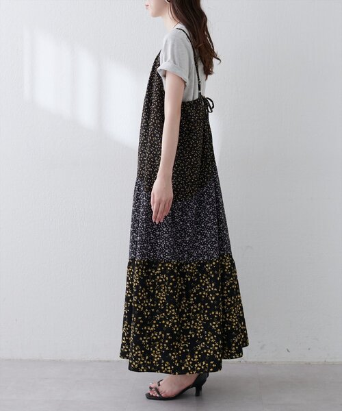 natural couture（ナチュラルクチュール）の「【WEB限定】プレイフルパッチワークティアードキャミワンピース（ワンピース・レディース・ブラック系その他/ホワイト系その他/ブルー系その他・FREE）」の21枚目の写真