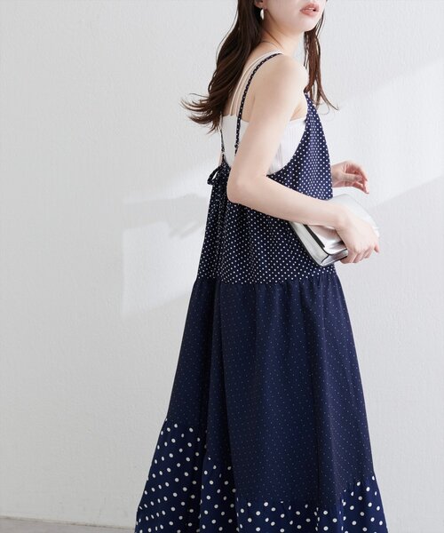natural couture（ナチュラルクチュール）の「【WEB限定】プレイフルパッチワークティアードキャミワンピース（ワンピース・レディース・ブラック系その他/ホワイト系その他/ブルー系その他・FREE）」の14枚目の写真