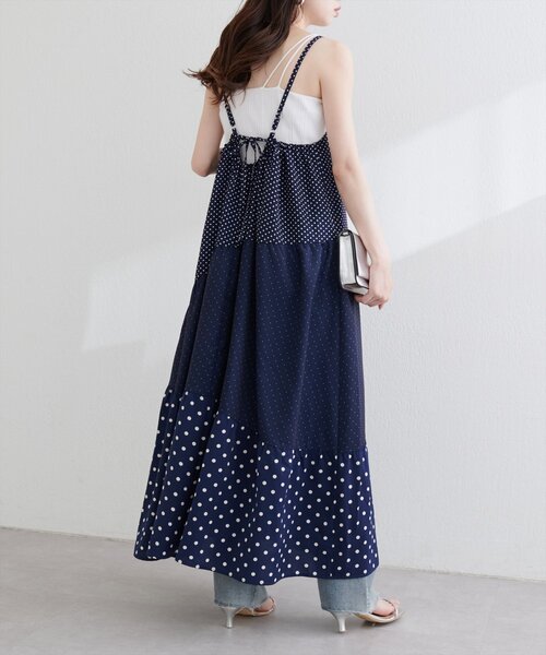 natural couture（ナチュラルクチュール）の「【WEB限定】プレイフルパッチワークティアードキャミワンピース（ワンピース・レディース・ブラック系その他/ホワイト系その他/ブルー系その他・FREE）」の17枚目の写真