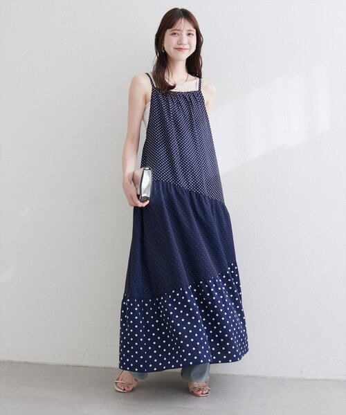 natural couture（ナチュラルクチュール）の「【WEB限定】プレイフルパッチワークティアードキャミワンピース（ワンピース・レディース・ブラック系その他/ホワイト系その他/ブルー系その他・FREE）」の18枚目の写真