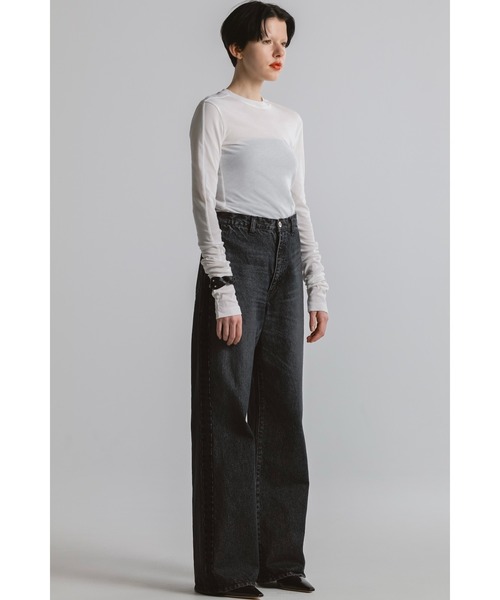 CINOH（チノ）の「SIDE SEAM FLARE DENIM PANTS（デニムパンツ・レディース・ブラック/ブルー・1/2/3/4）」の21枚目の写真