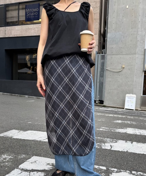 CIAOPANIC TYPY（チャオパニックティピー）の「lilシアーチェックスカーフ（バンダナ/スカーフ・レディース・ブラック系その他/ホワイト/ブラック・ONE SIZE）」の5枚目の写真