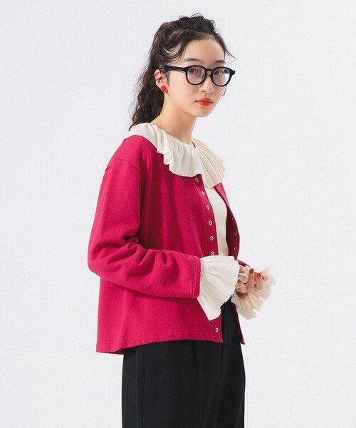 BEAMS BOY（ビームスボーイ）の「【1/15再値下げ】リングドット カーディガン（カーディガン/ボレロ・レディース・チャコールグレー/ブルー/ピンク/レッド・1/2）」の3枚目の写真