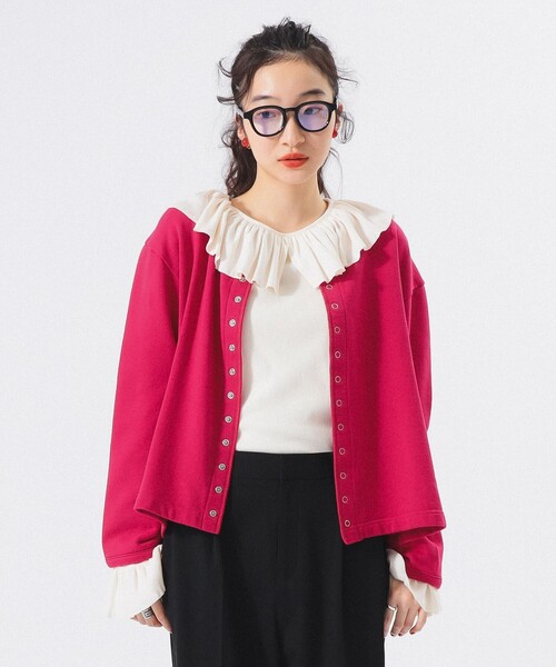 BEAMS BOY（ビームスボーイ）の「【1/15再値下げ】リングドット カーディガン（カーディガン/ボレロ・レディース・チャコールグレー/ブルー/ピンク/レッド・1/2）」の15枚目の写真