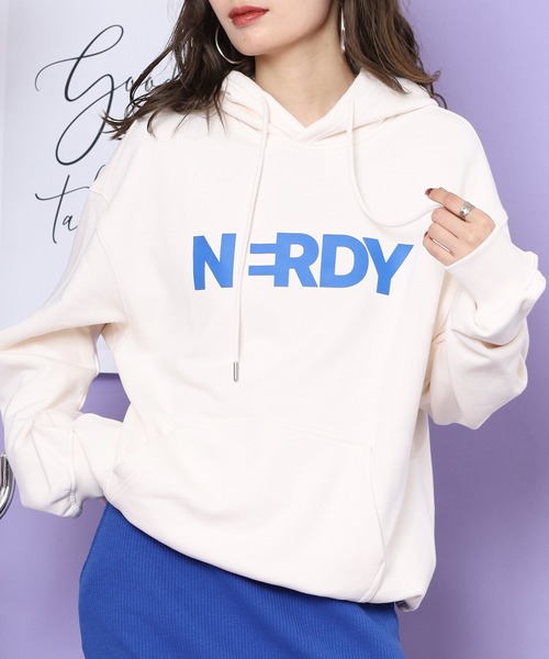 NERDY（ノルディ）の「ビッグブレンクロゴフーディー（パーカー・メンズ・ベージュ/ネイビー/ホワイト/グリーン・M/S/L/SS/LL）」の11枚目の写真