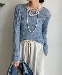 リンクルフラワーシャーリングプルオーバー