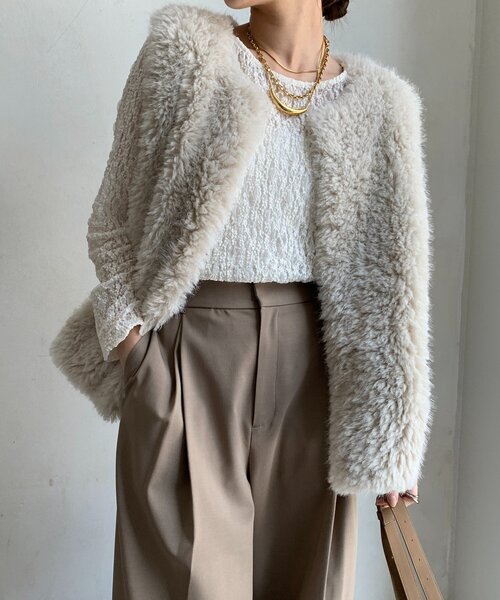 DouDou（ドゥドゥ）の「リンクルフラワーシャーリングプルオーバー（Tシャツ/カットソー・レディース・オフホワイト/ブルー/ブラック・FREE）」の9枚目の写真