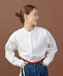 PAR ICI（パーリッシィ）の「オックス/デニム イカリ刺繍スタンドカラーシャツ（シャツ/ブラウス・レディース）」