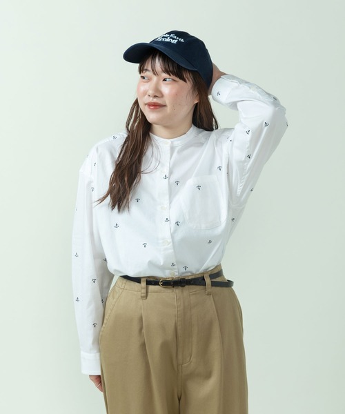 セール】オックス/デニム イカリ刺繍スタンドカラーシャツ（シャツ