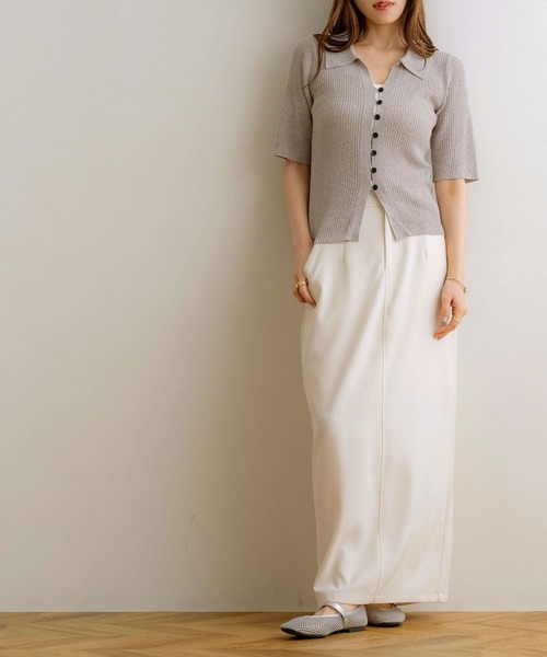 セール】【NOAHL】サマーニット襟付き五分袖トップス（ニット