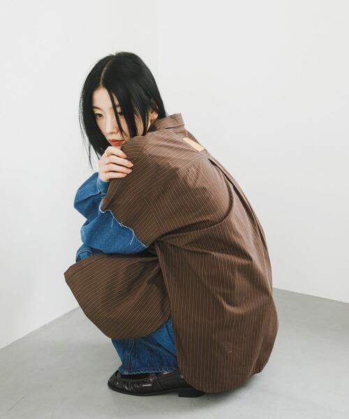 KBF デニムスリーブリメイクシャツ　ブラウン　即購入OK KBF｜デニムスリーブリメイクシャツ | Rakuten Fashion(楽天