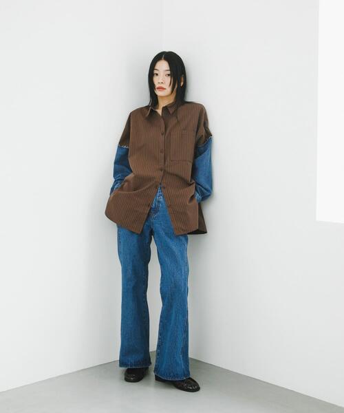 セール】デニムスリーブリメイクシャツ（シャツ/ブラウス）｜KBF