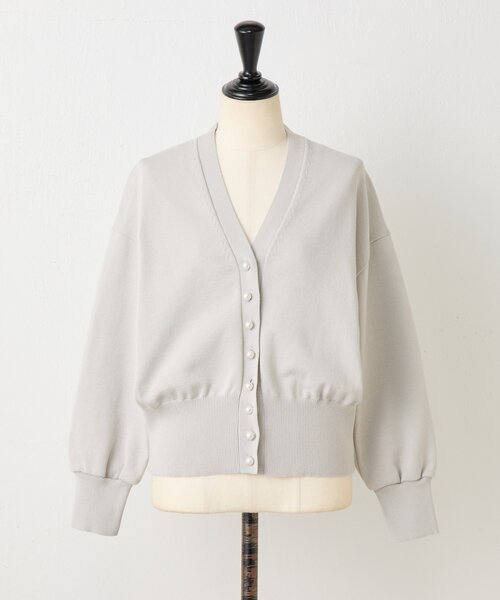 BEARDSLEY ビアズリー　パール釦ショートカーディガン　ブラック　洗える BEARDSLEY ビアズリー パール釦ショートカーディガン ブラック