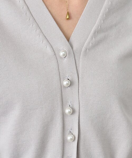 BEARDSLEY（ビアズリー）の「パールボタンカーディガン（カーディガン/ボレロ・レディース・ブラック/ライトグレー・FREE）」の18枚目の写真