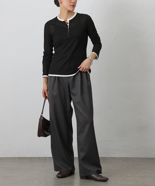 COLONY 2139(コロニートゥーワンスリーナイン)の「フェイクレイヤードヘンリープルオーバー(Tシャツ/カットソー・レディース・ブラウン/グレー/ブラック/イエロー・FREE)」の9枚目の写真