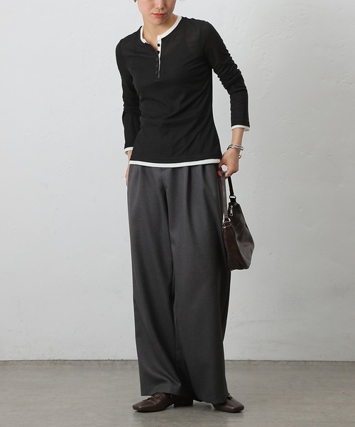 COLONY 2139(コロニートゥーワンスリーナイン)の「フェイクレイヤードヘンリープルオーバー(Tシャツ/カットソー・レディース・ブラウン/グレー/ブラック/イエロー・FREE)」の11枚目の写真