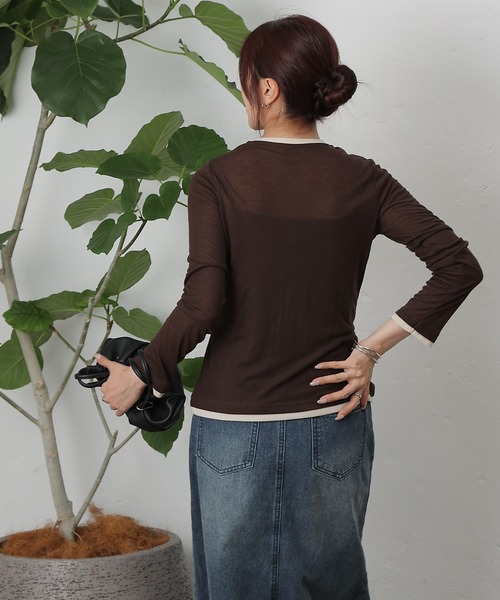 COLONY 2139(コロニートゥーワンスリーナイン)の「フェイクレイヤードヘンリープルオーバー(Tシャツ/カットソー・レディース・ブラウン/グレー/ブラック/イエロー・FREE)」の19枚目の写真