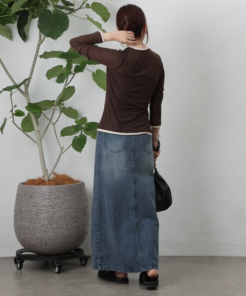 COLONY 2139(コロニートゥーワンスリーナイン)の「フェイクレイヤードヘンリープルオーバー(Tシャツ/カットソー・レディース・ブラウン/グレー/ブラック/イエロー・FREE)」の22枚目の写真