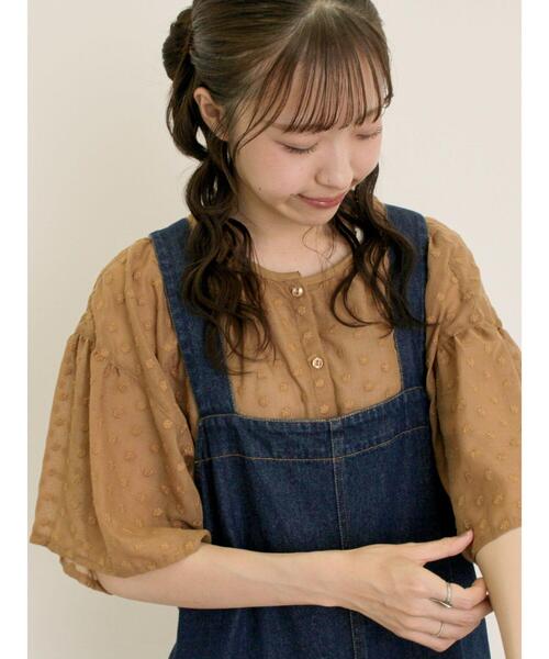 Samansa Mos2（サマンサ モスモス）の「シアー刺繍ブラウス（シャツ/ブラウス・レディース・キナリ/ブラック/キャメル・F）」の3枚目の写真