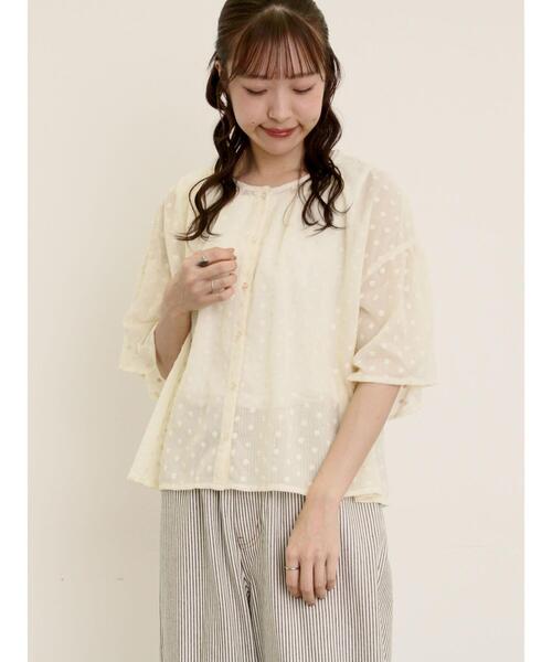 Samansa Mos2（サマンサ モスモス）の「シアー刺繍ブラウス（シャツ/ブラウス・レディース・キナリ/ブラック/キャメル・F）」の2枚目の写真