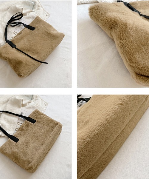 shoppinggo(ショッピングゴー)の「トートバッグ ファーバッグ ふわふわ A4サイズ対応 肩掛け 秋冬 BAG シンプル フェミニン(トートバッグ・レディース・ベージュ/ホワイト/ピンク/キャメル・FREE)」の16枚目の写真