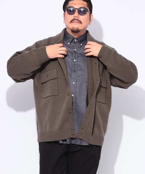 B&T CLUB(ビーティークラブ)の「B&T CLUB (ビーアンドティークラブ) ウール混 ポケット ボタン ニットジャケット(カーディガン/ボレロ・メンズ・ブラック/ブラウン・3L/4L/5L)」の11枚目の写真