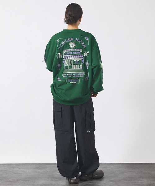 ABAHOUSE(アバハウス)の「【YOIDORE/ヨイドレ】居酒屋クルーネックスウェット/刺繍/秋冬/ユニセックス【WEB限定】)(スウェット・メンズ・ブラック/ホワイト系その他/グリーン・M/L)」の5枚目の写真