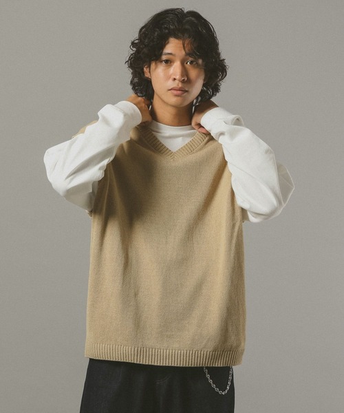 RAGEBLUE(レイジブルー)の「サマーニット/Vネックベスト(ベスト・メンズ・ブラック/ベージュ系その他2・MEDIUM/LARGE)」の18枚目の写真