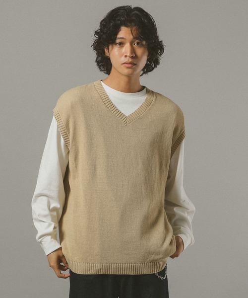 RAGEBLUE(レイジブルー)の「サマーニット/Vネックベスト(ベスト・メンズ・ブラック/ベージュ系その他2・MEDIUM/LARGE)」の19枚目の写真
