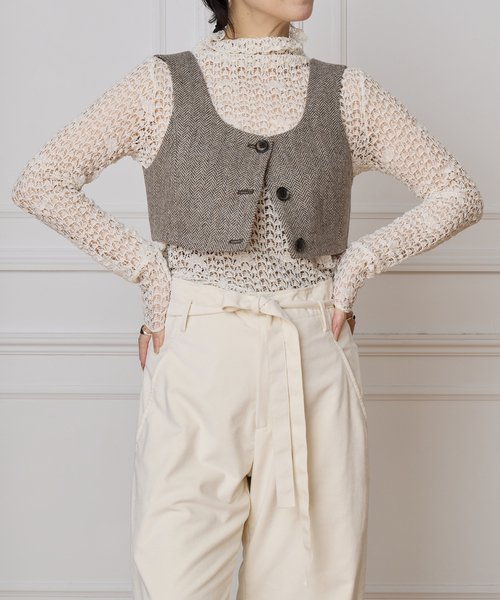 iena la boucle antik dantel レースヘンリーネック 追加予約》IENA LA BOUCLE antik dantel レースヘンリーネックプル