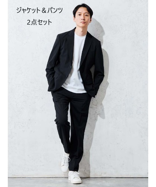 Perfect Suit FActory(パーフェクトスーツファクトリー)の「【上下セット】軽量ライトセットアップスーツ ブラック/ベージュ/ネイビー(セットアップ・メンズ・ブラック/ネイビー/ベージュ・S/M/L/LL)」の1枚目の写真