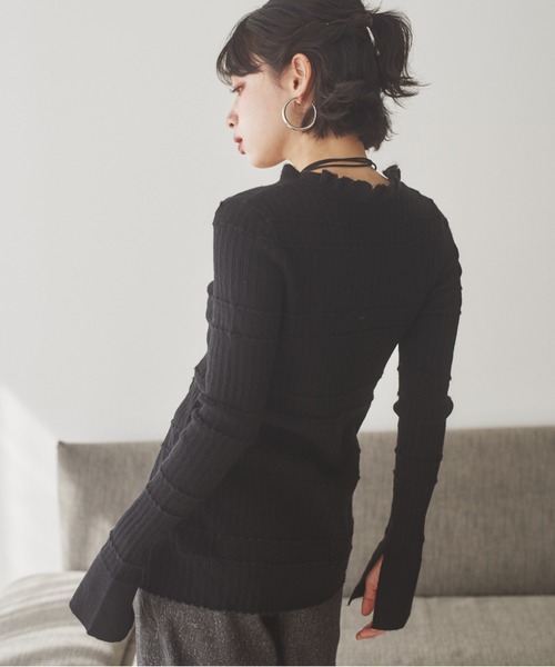 LAULEN(ローレン)の「front frill lib knit cardigan /フロントフリルリブニットカーディガン(カーディガン/ボレロ・レディース・ブラウン/ブラック/アイボリー・FREE)」の16枚目の写真
