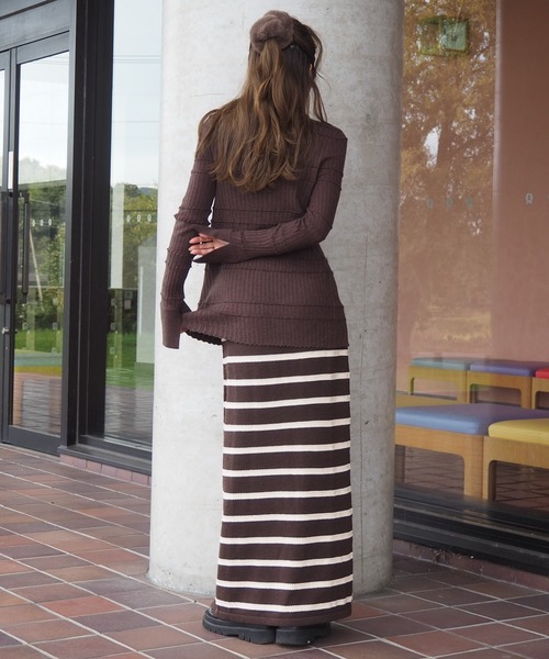 LAULEN(ローレン)の「front frill lib knit cardigan /フロントフリルリブニットカーディガン(カーディガン/ボレロ・レディース・ブラウン/ブラック/アイボリー・FREE)」の9枚目の写真