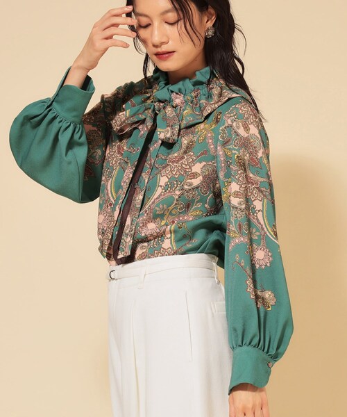 Sunauna(スーナウーナ)の「【COLLECTION LINE】オリエンタルパネル柄ブラウス(シャツ/ブラウス・レディース・グリーン系その他2/ネイビー系・40/38)」の19枚目の写真