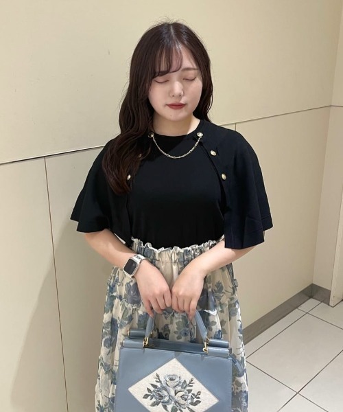 an another angelus（アンアナザーアンジェラス）の「ローズプリントチュールティアードスカート/fint フィント（スカート・レディース・ブルー/オレンジ・FREE）」の12枚目の写真