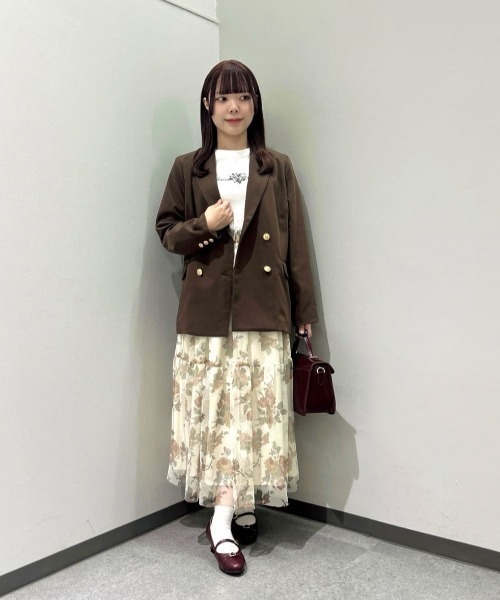 an another angelus（アンアナザーアンジェラス）の「ローズプリントチュールティアードスカート/fint フィント（スカート・レディース・ブルー/オレンジ・FREE）」の4枚目の写真