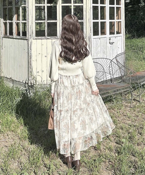 an another angelus（アンアナザーアンジェラス）の「ローズプリントチュールティアードスカート/fint フィント（スカート・レディース・ブルー/オレンジ・FREE）」の20枚目の写真