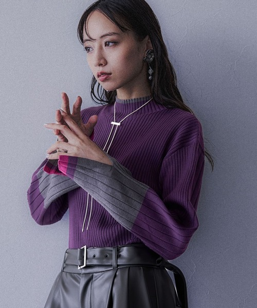 HARE（ハレ）の「ハイショクリブタイトニットプルオーバー(HARE)（ニット/セーター・レディース・グレー/パープル/ブラック/ブラック系その他/ライトグレー・FREE）」の5枚目の写真