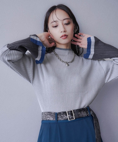 HARE（ハレ）の「ハイショクリブタイトニットプルオーバー(HARE)（ニット/セーター・レディース・グレー/パープル/ブラック/ブラック系その他/ライトグレー・FREE）」の4枚目の写真