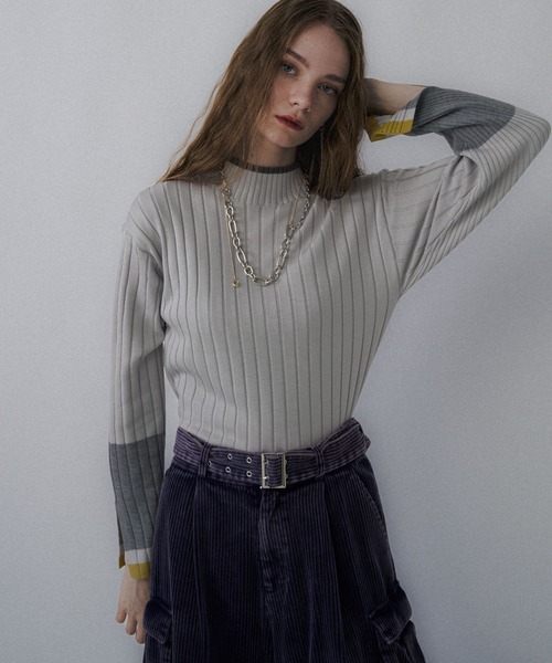 HARE（ハレ）の「ハイショクリブタイトニットプルオーバー(HARE)（ニット/セーター・レディース・グレー/パープル/ブラック/ブラック系その他/ライトグレー・FREE）」の3枚目の写真