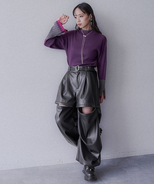 HARE（ハレ）の「ハイショクリブタイトニットプルオーバー(HARE)（ニット/セーター・レディース・グレー/パープル/ブラック/ブラック系その他/ライトグレー・FREE）」の10枚目の写真