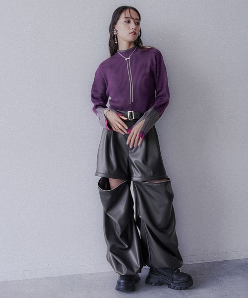 HARE（ハレ）の「ハイショクリブタイトニットプルオーバー(HARE)（ニット/セーター・レディース・グレー/パープル/ブラック/ブラック系その他/ライトグレー・FREE）」の11枚目の写真