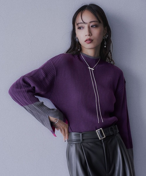 HARE（ハレ）の「ハイショクリブタイトニットプルオーバー(HARE)（ニット/セーター・レディース・グレー/パープル/ブラック/ブラック系その他/ライトグレー・FREE）」の19枚目の写真