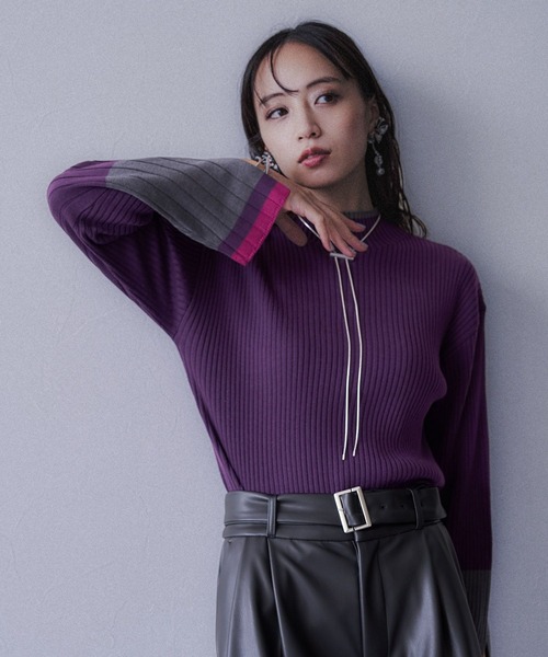 HARE（ハレ）の「ハイショクリブタイトニットプルオーバー(HARE)（ニット/セーター・レディース・グレー/パープル/ブラック/ブラック系その他/ライトグレー・FREE）」の20枚目の写真